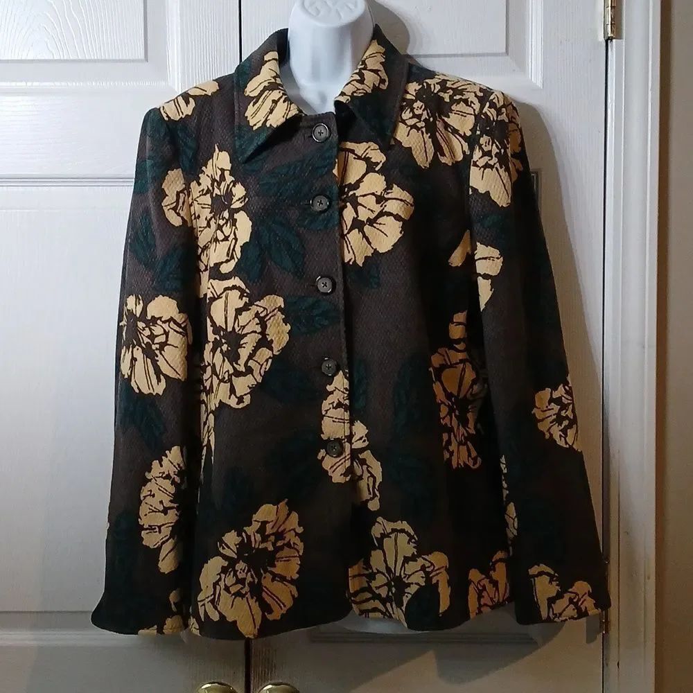 Vintage Ellen Tracy NWT Wool Primrose Blazer Jacket Floral Country Button Sz 14